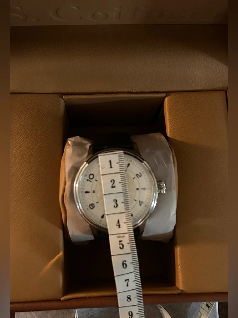 Unisex Silver Dial Watch with Black Leather Strap - Picture 5 of 5